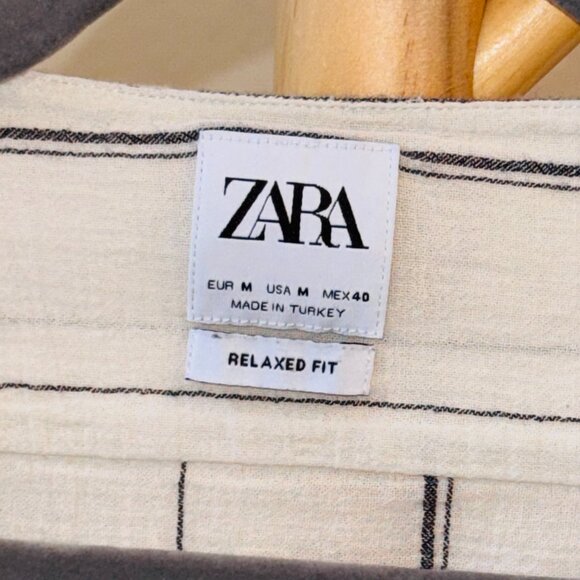 Zara Man Sheer Striped Long Sleeve Shirt – Size Medium - Picture 2 of 3